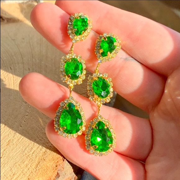 Jewelry - 💚 Green Luxury Elegant Drop Unique Earrings
